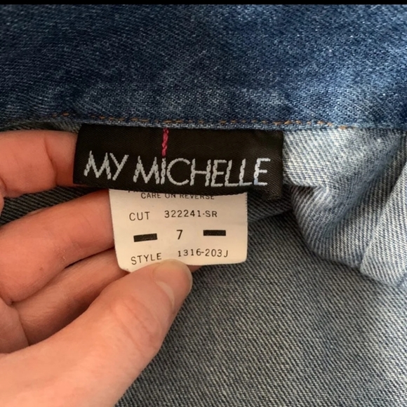 Vintage Faux Suede fringe denim skirt - Picture 4 of 4